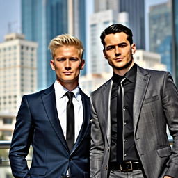 Two stylish men wearing well-tailored suits