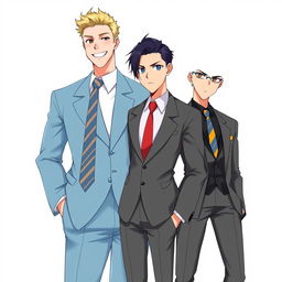 An HD anime-style illustration featuring two men in suits