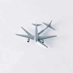 A clean and crisp blank image featuring only a detailed model of an airplane