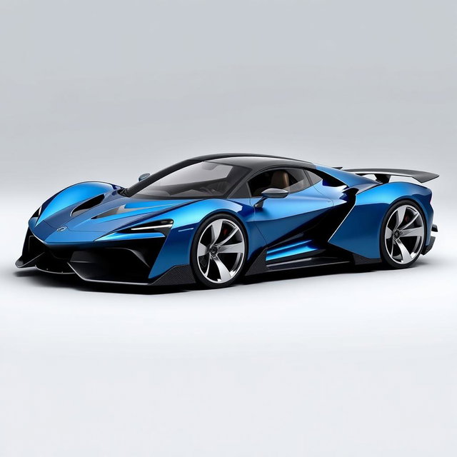 An original design of a hypercar featuring sleek aerodynamic lines, a low profile, and a futuristic aesthetic