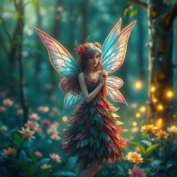 A mystical fairy in an enchanting forest, portrayed in a vibrant oil painting style