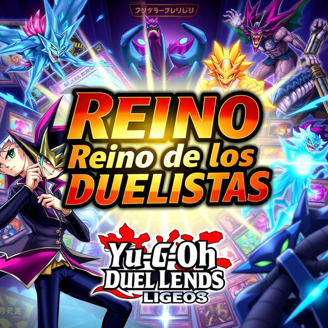 An engaging and colorful YouTube thumbnail for a Yu-Gi-Oh Duel Links video, featuring iconic characters like Yugi Muto and Seto Kaiba from the game
