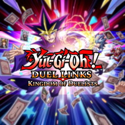 A vibrant and action-packed YouTube thumbnail for 'Yu-Gi-Oh! Duel Links: Kingdom of Duelists'