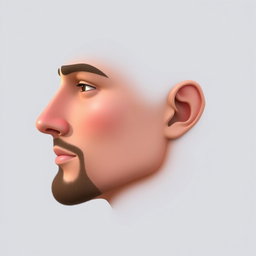 A digital rendering of a male face in profile, featuring an aesthetically pleasing nose with a subtle upward lift at the tip and a smooth bridge