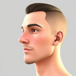 A digital rendering of a male face in profile, featuring an aesthetically pleasing nose with a subtle upward lift at the tip and a smooth bridge
