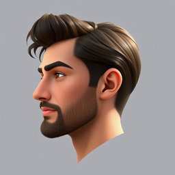 A digital rendering of a male face in profile, featuring an aesthetically pleasing nose with a subtle upward lift at the tip and a smooth bridge