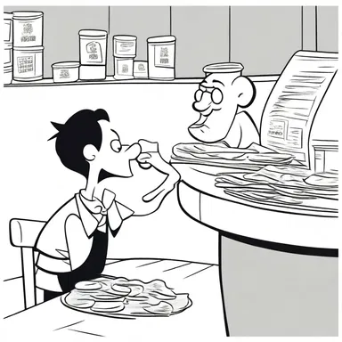 In the cartoon, the character made an accusation against another character for stealing his lunch.