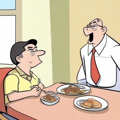 In the cartoon, the character made an accusation against another character for stealing his lunch.