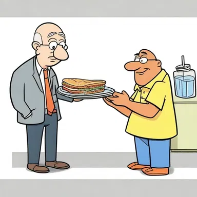 In the cartoon, the character made an accusation against another character for stealing his lunch.