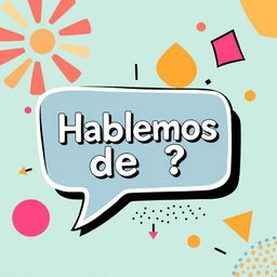 A vibrant, eye-catching illustration featuring a stylish speech bubble that contains the text 'Hablemos de ?'