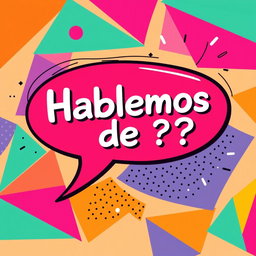A vibrant, eye-catching illustration featuring a stylish speech bubble that contains the text 'Hablemos de ?'