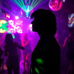 An atmospheric scene titled 'Lost in the Lights', depicting a mesmerizing and vibrant nightlife setting