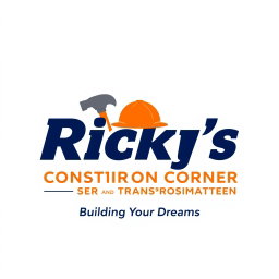 A visually appealing logo design for 'Ricky's Construction Corner and Transportation'