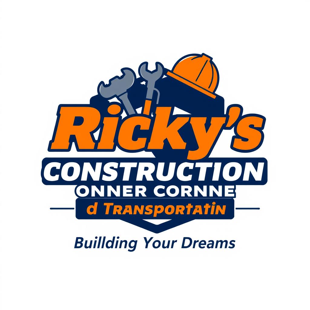 A visually appealing logo design for 'Ricky's Construction Corner and Transportation'