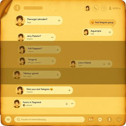 A vintage style illustration of an old Telegram group chat interface, depicting retro design elements and a nostalgic feel