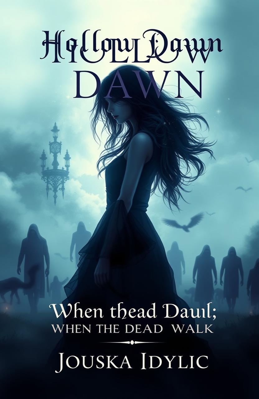 A captivating book cover design for the novel titled 'Hollow Dawn: When the Dead Walk'