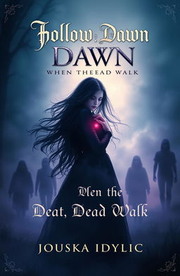 A captivating book cover design for the novel titled 'Hollow Dawn: When the Dead Walk'