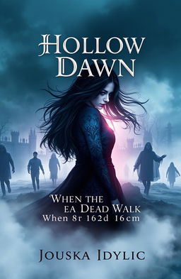 A captivating book cover design for the novel titled 'Hollow Dawn: When the Dead Walk'