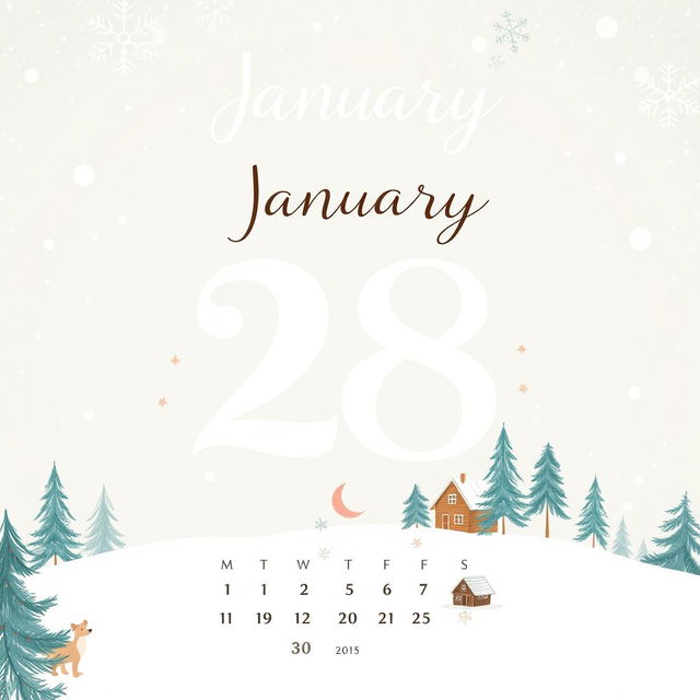 An artistic calendar page featuring the date January 28, 2025, beautifully illustrated