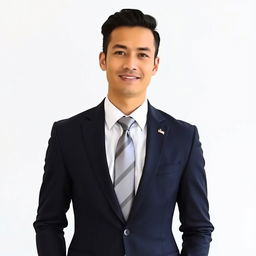 A professional individual dressed in a sleek, tailored suit