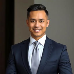 A professional individual dressed in a sleek, tailored suit