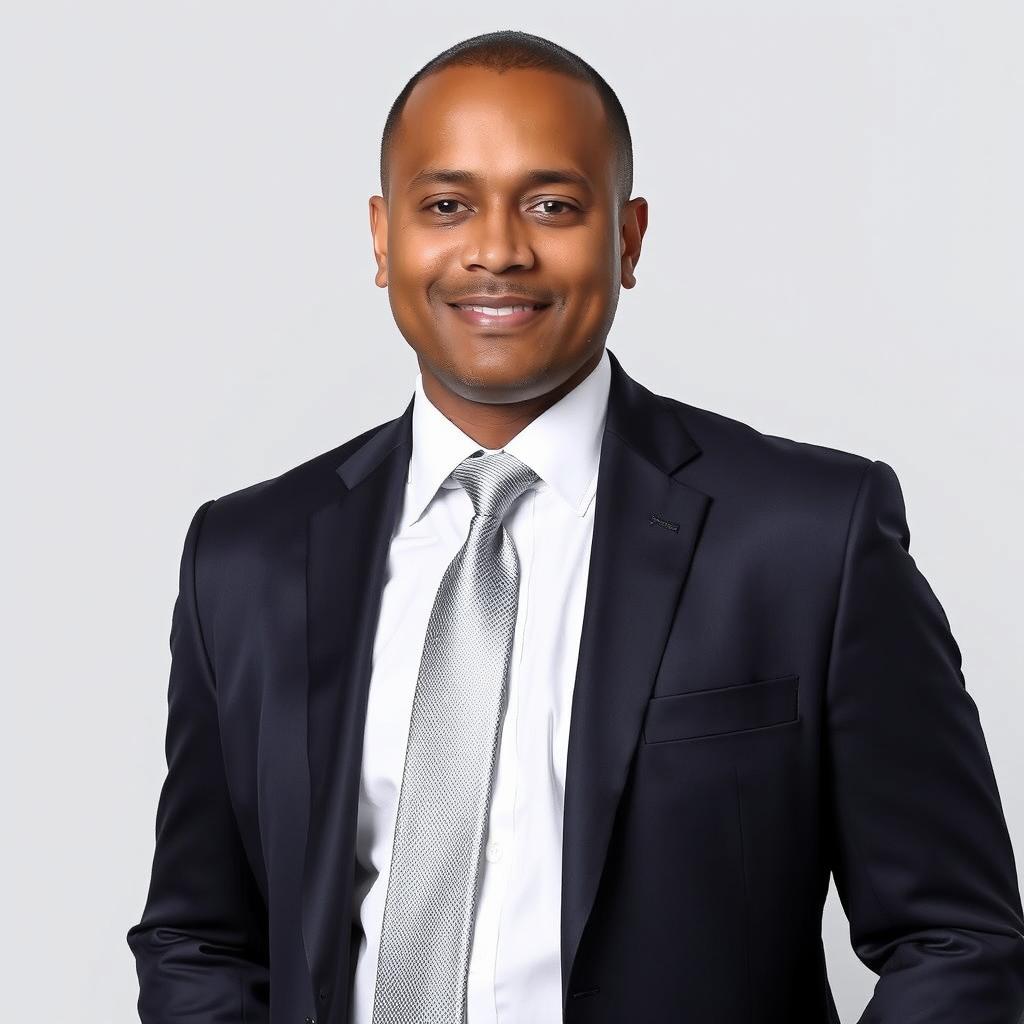 A professional individual dressed in a sleek, tailored suit