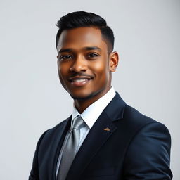 A professional individual dressed in a sleek, tailored suit