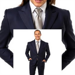 A professional individual dressed in a sleek, tailored suit
