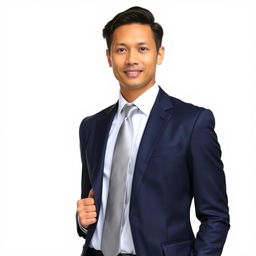 A professional individual dressed in a sleek, tailored suit