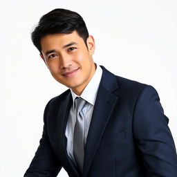 A professional individual dressed in a sleek, tailored suit