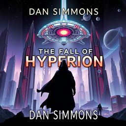 A captivating book cover design for the sci-fi novel "The Fall of Hyperion" by Dan Simmons