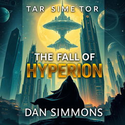 A captivating book cover design for the sci-fi novel "The Fall of Hyperion" by Dan Simmons