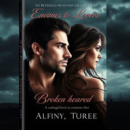 A book cover design for a romantic novel featuring an enemies-to-lovers theme where the protagonists ultimately end up brokenhearted