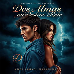 A book cover design for a romantic novel titled 'Dos Almas y un Destino Roto', which features an enemies-to-lovers theme where the protagonists ultimately end up brokenhearted