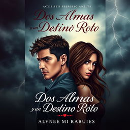 A book cover design for a romantic novel titled 'Dos Almas y un Destino Roto', which features an enemies-to-lovers theme where the protagonists ultimately end up brokenhearted