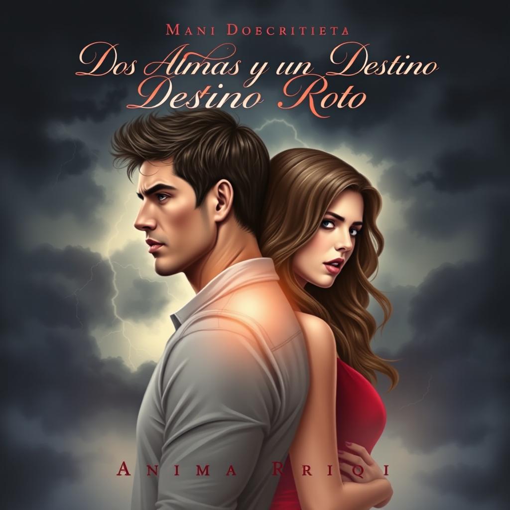 A book cover design for a romantic novel titled 'Dos Almas y un Destino Roto', which features an enemies-to-lovers theme where the protagonists ultimately end up brokenhearted