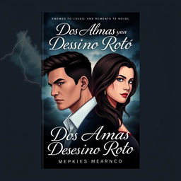A book cover design for a romantic novel titled 'Dos Almas y un Destino Roto', which features an enemies-to-lovers theme where the protagonists ultimately end up brokenhearted