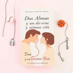 A minimalistic book cover design for a novel titled 'Dos Almas y un Destino Roto', centered around an enemies-to-lovers theme where the protagonists end up brokenhearted