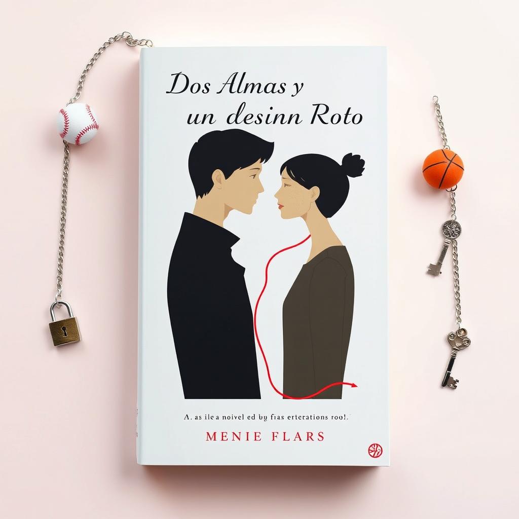 A minimalistic book cover design for a novel titled 'Dos Almas y un Destino Roto', centered around an enemies-to-lovers theme where the protagonists end up brokenhearted