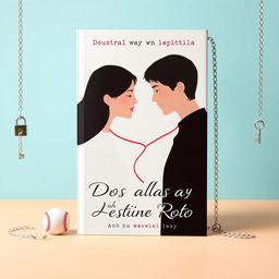 A minimalistic book cover design for a novel titled 'Dos Almas y un Destino Roto', centered around an enemies-to-lovers theme where the protagonists end up brokenhearted