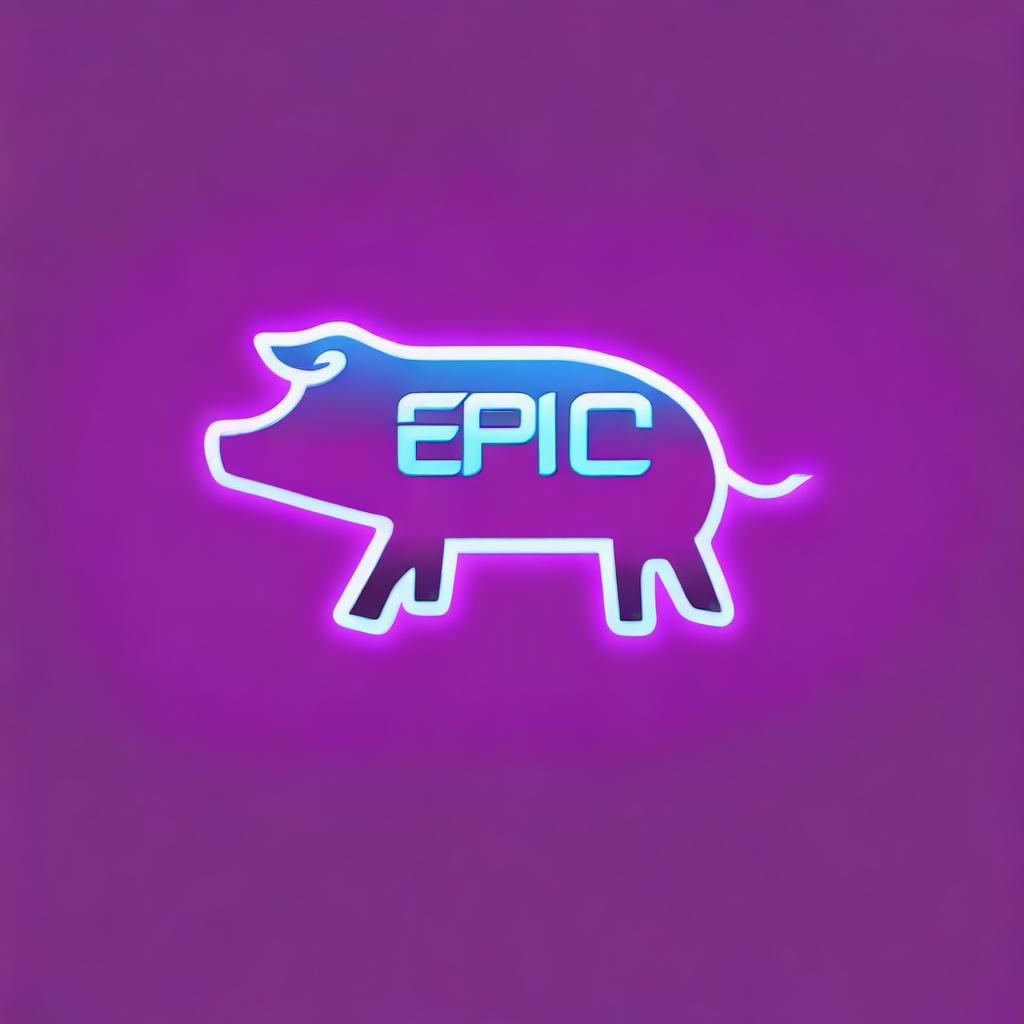 A futuristic version of the previous logo design, combining a pig and the word 'EPIC'