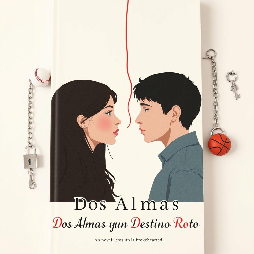 A minimalistic book cover design for a novel titled 'Dos Almas y un Destino Roto', reflecting an enemies-to-lovers theme where the protagonists end up brokenhearted