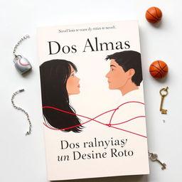 A minimalistic book cover design for a novel titled 'Dos Almas y un Destino Roto', reflecting an enemies-to-lovers theme where the protagonists end up brokenhearted
