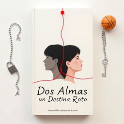 A minimalistic book cover design for a novel titled 'Dos Almas y un Destino Roto', reflecting an enemies-to-lovers theme where the protagonists end up brokenhearted
