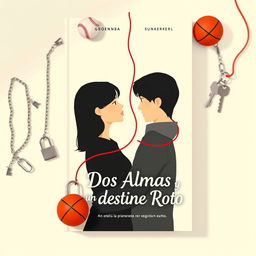 A minimalistic book cover design for a novel titled 'Dos Almas y un Destino Roto', reflecting an enemies-to-lovers theme where the protagonists end up brokenhearted