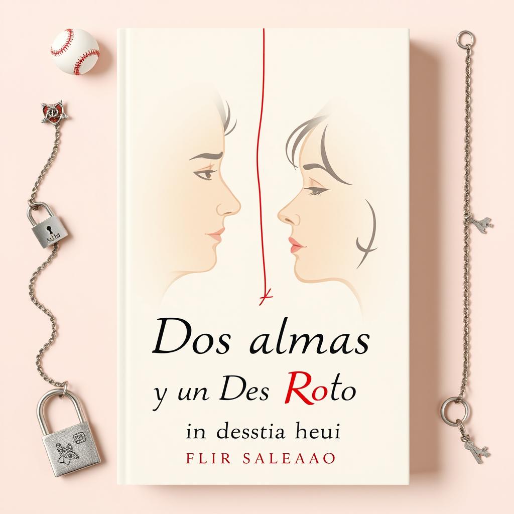 A minimalistic book cover design for a novel titled 'Dos Almas y un Destino Roto', embracing the enemies-to-lovers theme where the protagonists' journey ends in heartbreak