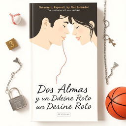 A minimalistic book cover design for a novel titled 'Dos Almas y un Destino Roto', embracing the enemies-to-lovers theme where the protagonists' journey ends in heartbreak
