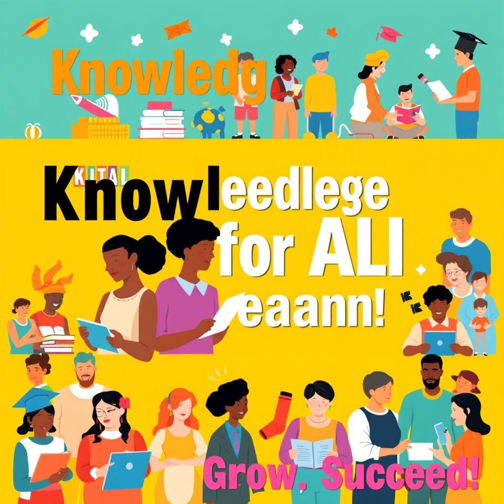 A vibrant and inspiring poster promoting accessible education and lifelong learning