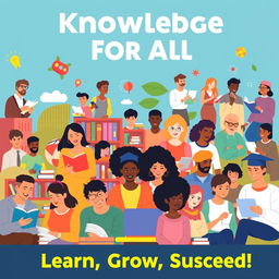 A vibrant and inspiring poster promoting accessible education and lifelong learning