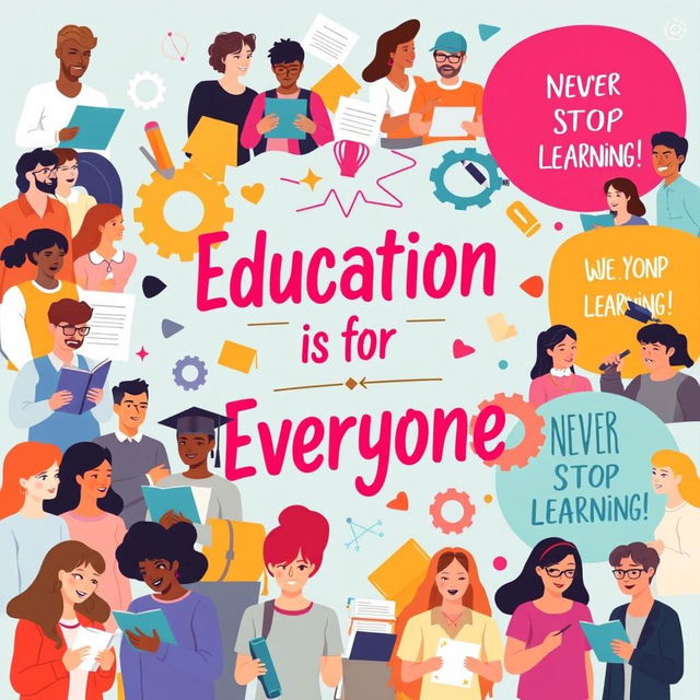 An eye-catching poster advocating for accessible education and lifelong learning